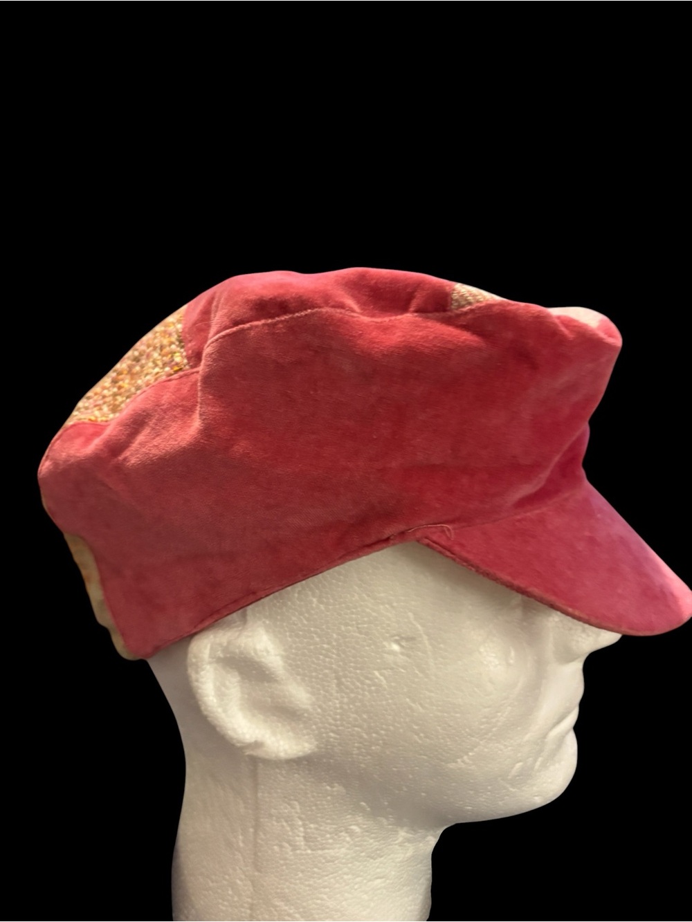 Velvet Pink Cadet Cap with Sparkle Side Panels